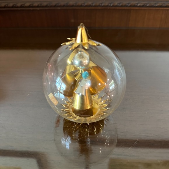 Vintage Resl Lenz Gold and Silver Foil 3-D Spinner Angel Blue Jewel‎ Ornament - Picture 1 of 7